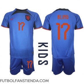 Países Bajos Daley Blind #17 Segunda Equipación Niños Mundial 2022 Manga Corta (+ Pantalones cortos)